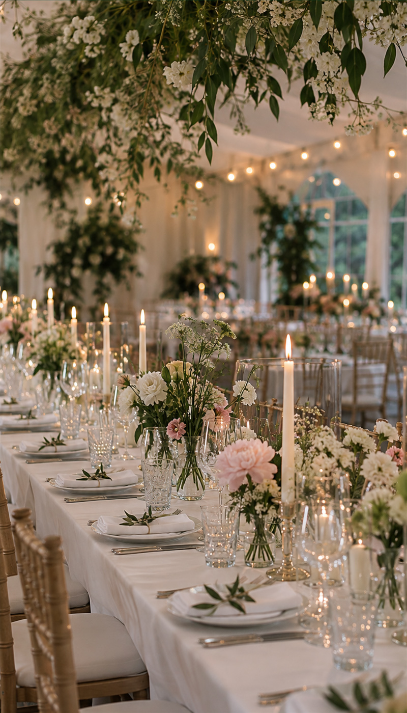Bryllup med blomster og detaljer